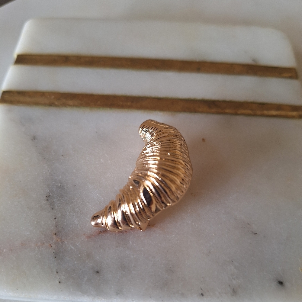 Gold Tone Croissant Brooch